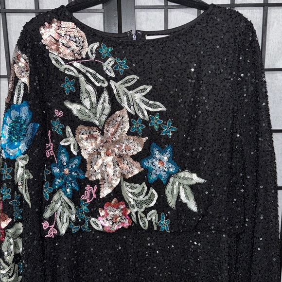 Mac Duggal 5615 size 12 floral embellished gown long blouson sleeves - Picture 7 of 12